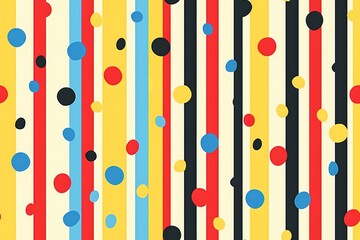 Abstract Colorful Striped Pattern with Dots