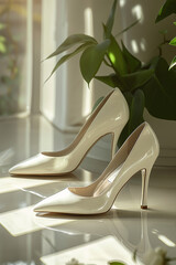 modern ladies shoes mockup with beautiful background generated by AI