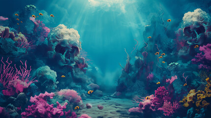 Underwater isolation background, game background, mobile game, video game background, Illustration