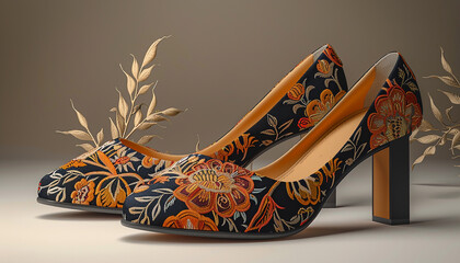 Obraz premium modern ladies shoes mockup with beautiful background generated by AI