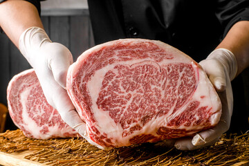 Large Wagyu Beef Beautiful texture, juicy red.