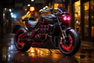 Night Harmony Neon's fusion and realism in the captivating image of an illuminat, generative IA