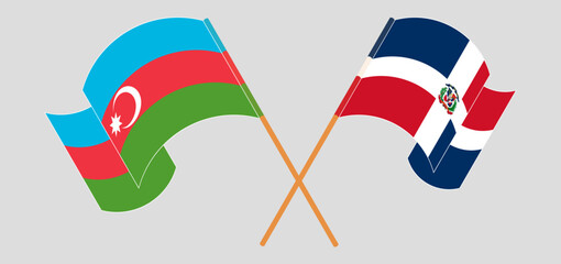 Crossed and waving flags of Azerbaijan and Dominican Republic