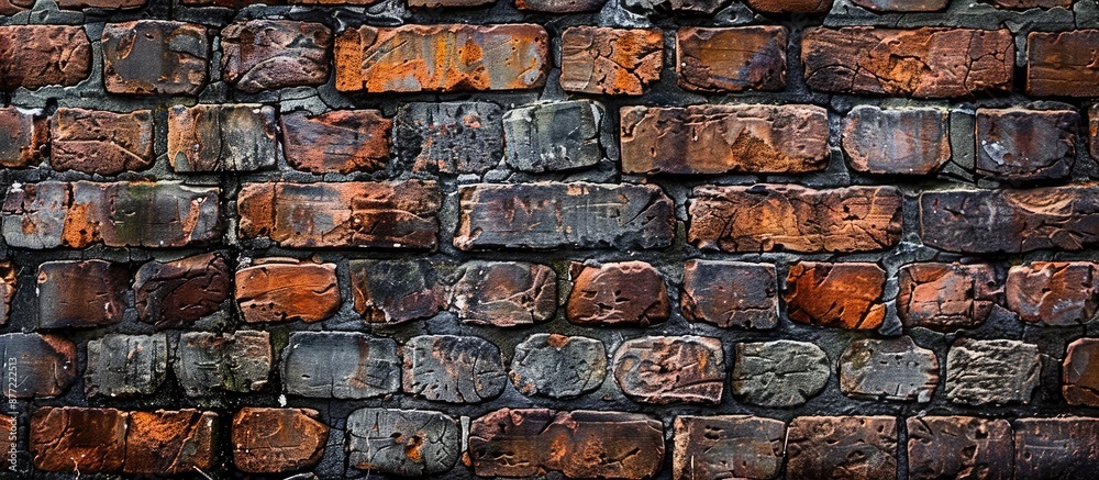 Poster close up view of a perspective brick wall with a copy space image
