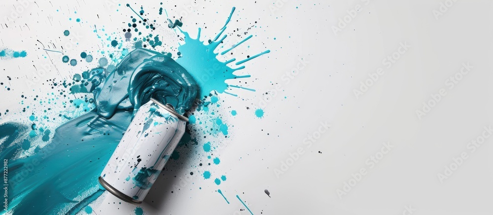Poster Brush painting a can on a blank white background with empty space for inserting an image. with copy space image. Place for adding text or design