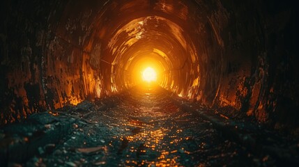 Light at the End of the Tunnel: A dark tunnel with a bright, welcoming light at the end, symbolizing hope in overcoming challenges