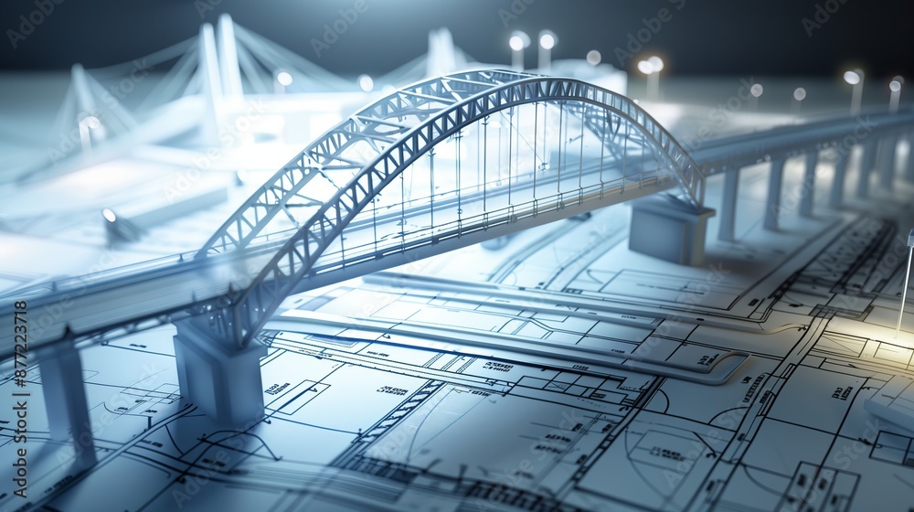 Fototapete vision of architecture of a 3d model bridge project