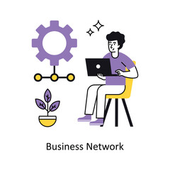 Business Network vector Flat Design illustration. Symbol on White background EPS 10 File
