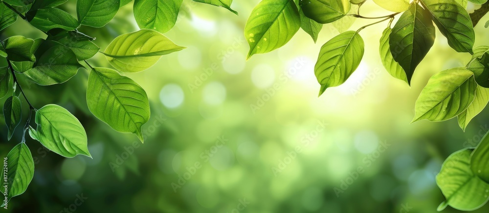 Aufkleber Blurry background featuring green leaves with ample copy space image