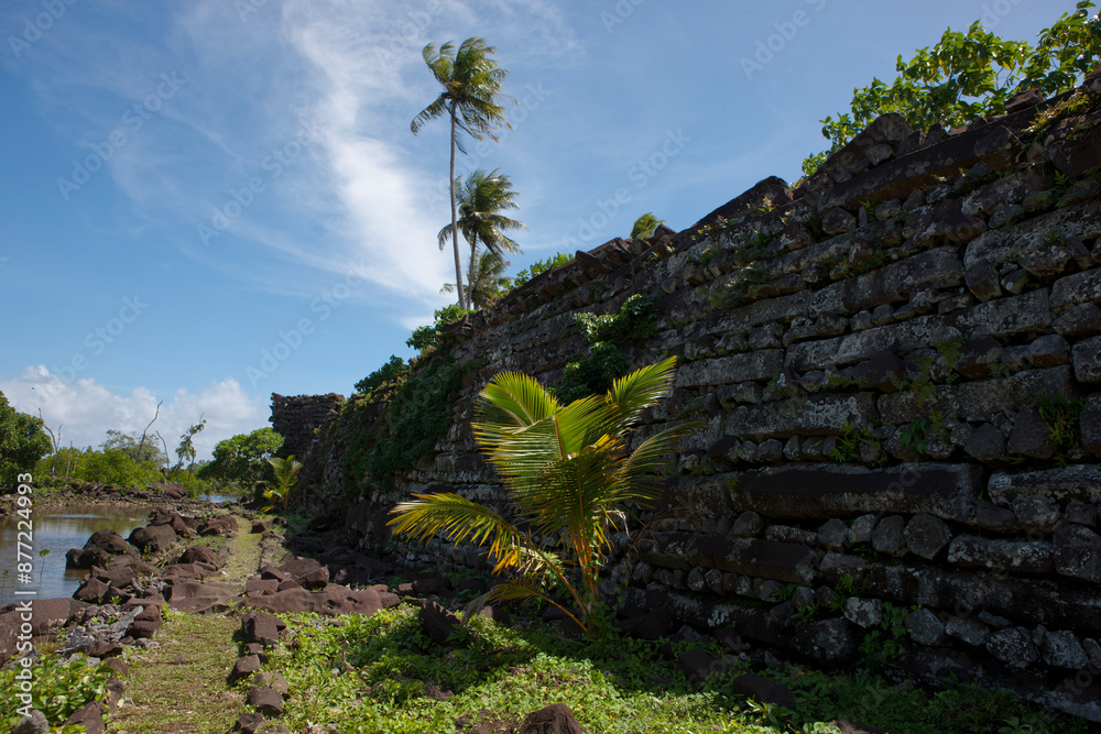 Sticker Pohnpei Islands Micronesia Ruins Nan Mandol on a cloudy autumn day