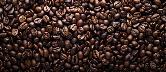 Coffee beans an essential element in any coffee lover s daily routine are displayed beautifully in the copy space image