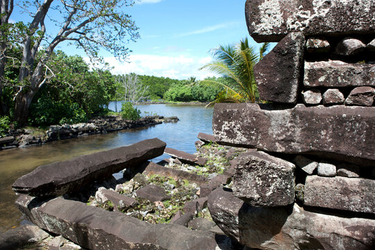 Pohnpei Islands Micronesia Ruins Nan Mandol on a cloudy autumn day