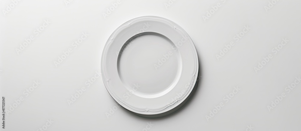 Leinwandbilder top view of an unblemished plate on a white backdrop with copy space image