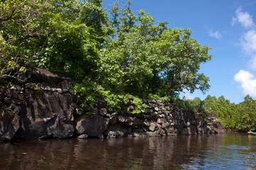 Pohnpei Islands Micronesia Ruins Nan Mandol on a cloudy autumn day