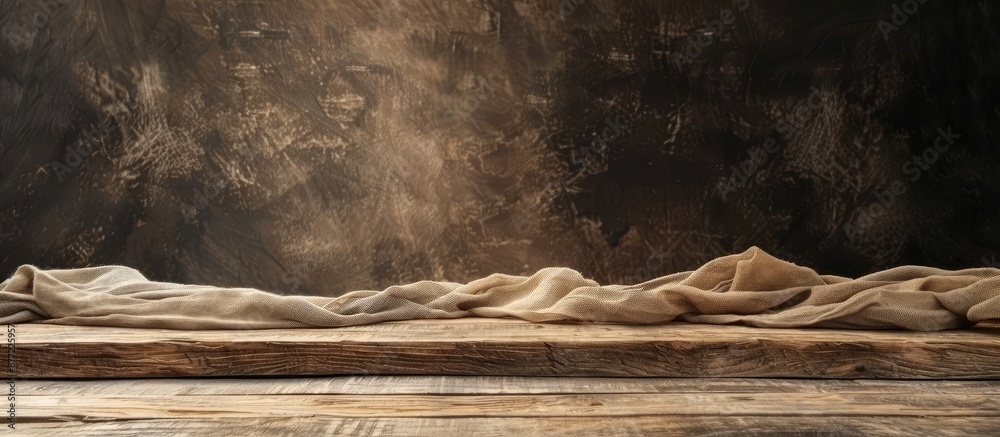Leinwandbilder wooden table covered with a tablecloth and space for additional image or text