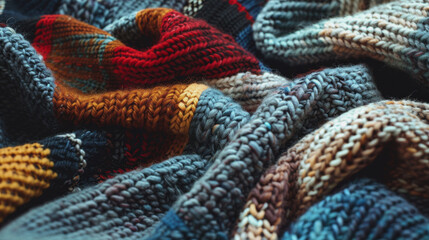 A day of cozy knitted plaid. a cozy homely atmosphere. knitted plaid