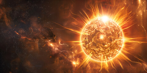 "Sun in Outer Space - Astronomical Phenomenon | Fiery Sun - Cosmic Energy and Space Exploration"


