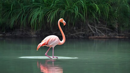 A flamingo in lake