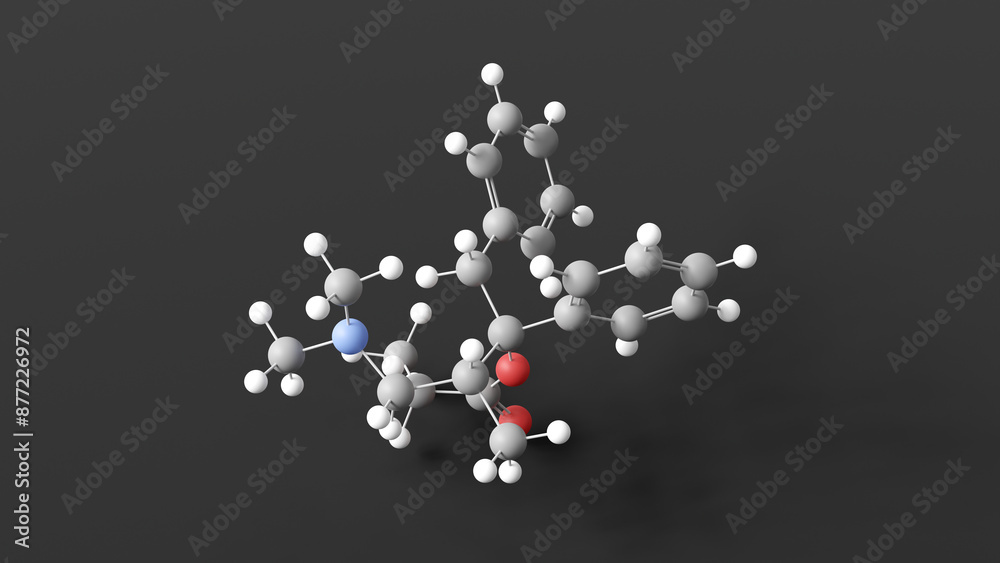 Wall mural dextropropoxyphene molecule 3d, molecular structure, ball and stick model, structural chemical formula analgesic