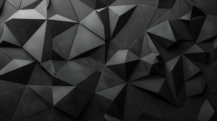 Fototapeta premium A black background abstract image of a black and white pattern of triangle forms with soft light and texture, black geometrical abstract background