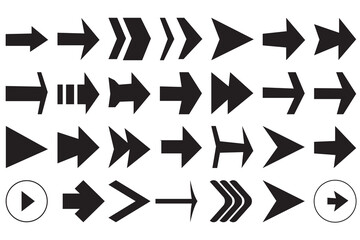 Arrow icons set vector, Arrow collection. Simple arrow big set.  Arrow of different shapes, linear symbols collection. Big vector set of black arrows and direction pointers. Vector illustration

 
