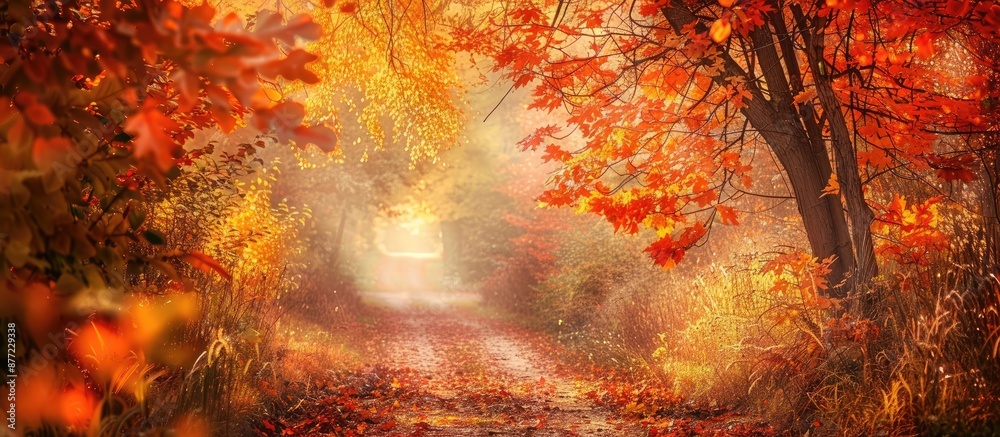 Poster autumn approaches bringing its vibrant array of seasonal images and colors to the fore ideal for a c