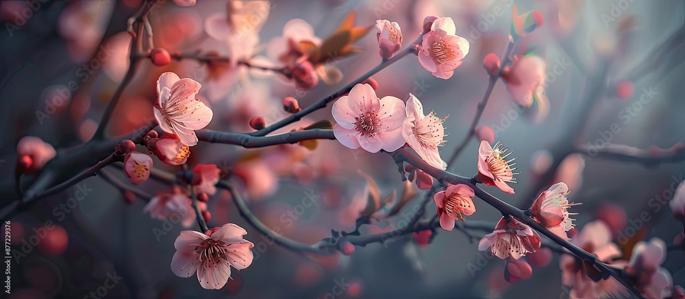 Aufkleber Springtime brings the delightful sight of apricot blossoms in bloom a captivating scene perfect for a copy space image