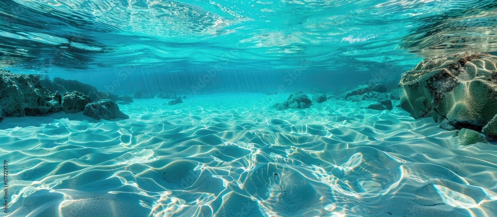 Poster crystal clear water showing the sandy lake floor beneath creating a stunning blue and turquoise back
