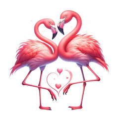 Obraz premium Flamingo Couple Making Heart Isolated on transparent Background with ultra layer