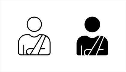 Injured man in bandage, Broken arm icon set, Injured man icon on white background.