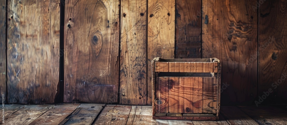 Aufkleber wooden background with an empty wood crate providing copy space image