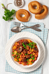 turkish meatball stew, sulu kofte, in a bowl
