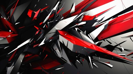 Geometric shapes in red, white, and black