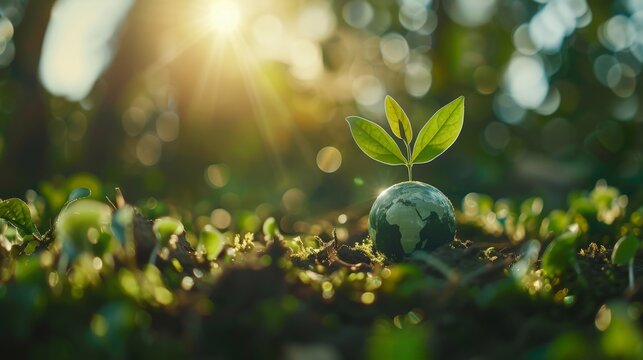Sustainable environmental friendly goal development green business strategy global net zero carbon neutral target emission reduction banner with copy space.