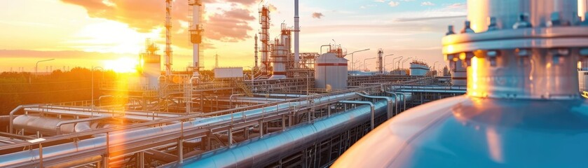 Fototapeta premium Factory implementing waste-to-energy processes, waste reduction strategy, industrial sustainability