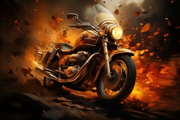 Vintage motorcycle illustration, generative IA