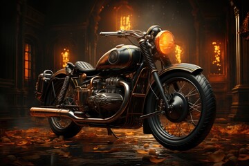 Vintage motorcycle illustration, generative IA
