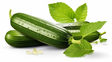 Zucchini on white table with white background in photography shot