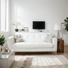 modern living room interior design with white sofa