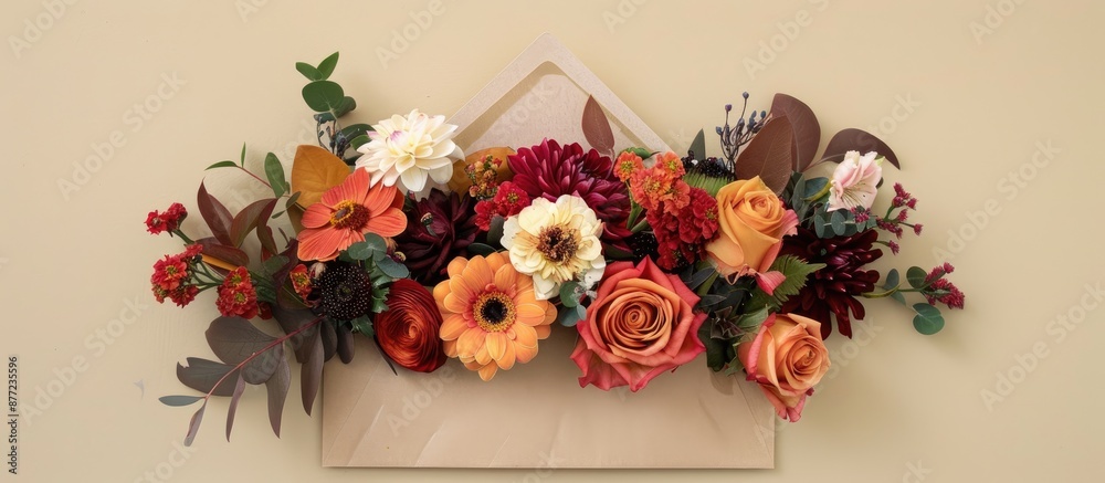 Aufkleber floral display in an envelope with copy space image available
