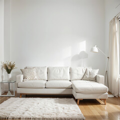 modern living room interior design with white sofa