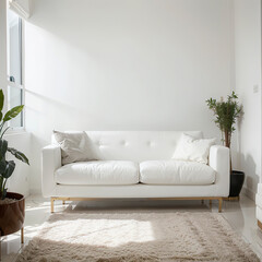 Fototapeta premium modern living room interior design with white sofa