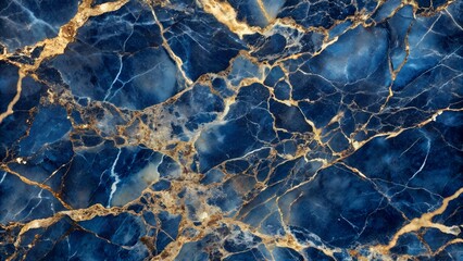 Fototapeta premium Blue and gold marble texture with elegant veining