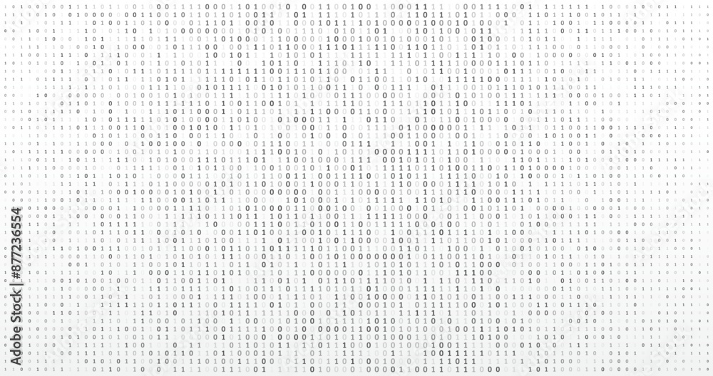 Aufkleber Computer background of numbers. Flying data illustration. Analytics, sorting, structuring, transferring information. Gray background with data flow. Binary code, artificial intelligence. Program code.