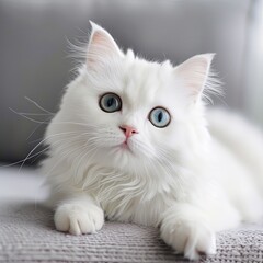 A Ragdoll cat, a small to mediumsized carnivore in the Felidae family, with blue eyes is lounging on a couch, flaunting its whiskers, fur, and claws
