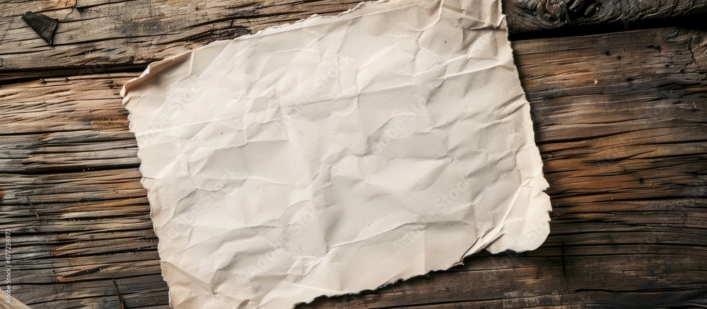 Poster copy space image of white paper against a rustic wooden backdrop