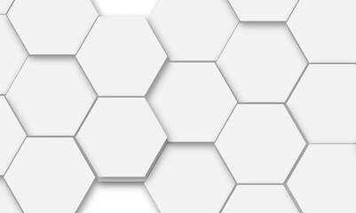 Luxury white and grey hexagonal abstract background with shadow. Geometric 3d texture illustration. Abstract hexagonal concept technology, banner and wallpaper background.