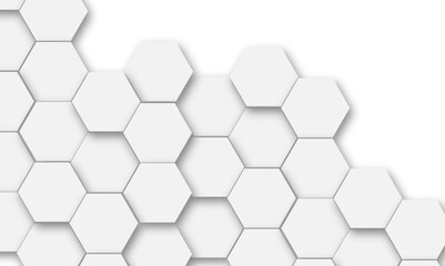 Luxury white and grey hexagonal abstract background with shadow. Geometric 3d texture illustration. Abstract hexagonal concept technology, banner and wallpaper background.