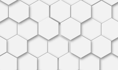 Background with white and grey hexagonal lines, Abstract 3d hexagonal background with shadow. Abstract hexagonal concept technology, banner and wallpaper background.