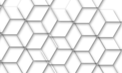 Background with white and grey hexagonal lines, Abstract 3d hexagonal background with shadow. Abstract hexagonal concept technology, banner and wallpaper background.